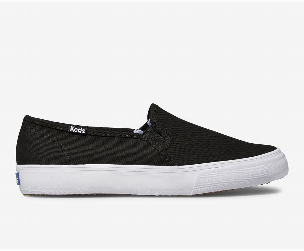 Women's Keds Double Decker Slip Ons Black 3518970VA - South Africa